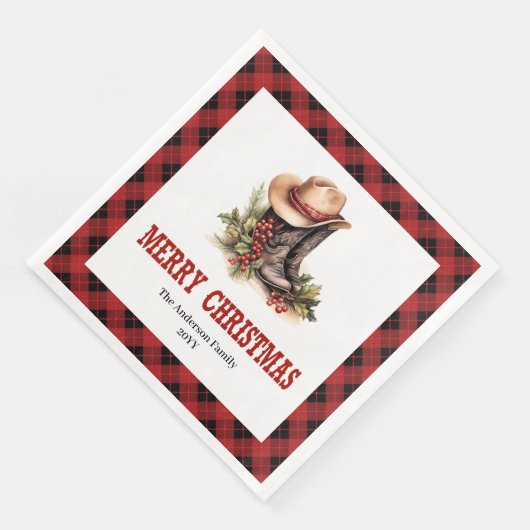 Farmhouse Christmas napkins buffalo plaid style Serviette (Ecke)