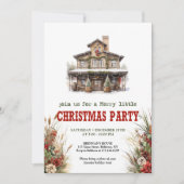 Farmhouse Christmas party printable red green Einladung (Vorderseite)