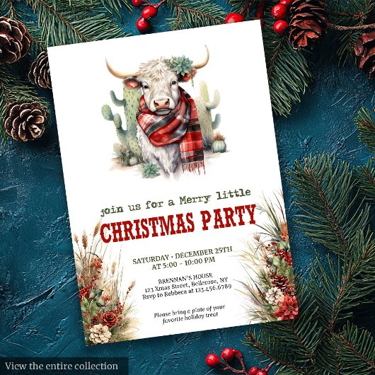 Farmhouse Christmas party printable red green  Einladung