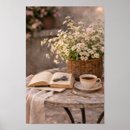 Farmhouse Coffee Table Still Life Floral Wall Art Poster