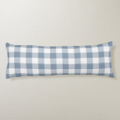 Farmhouse Dusty Blue Rustic Gingham Check Plaid Seitenschläferkissen (Rückseite)