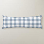Farmhouse Dusty Blue Rustic Gingham Check Plaid Seitenschläferkissen (Vorderseite)