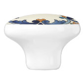 Farmhouse Folk Flower Mediterranean Blue Orange Keramikknauf (Seitenansicht)