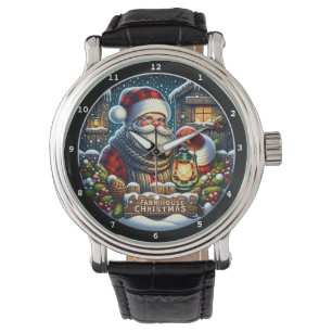 "Farmhouse Heiligabend" - Vintage Santa Wand Armbanduhr