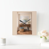 Farmhouse “Home Is Where Love Is”  Rustic Decor Quadratische Wanduhr (Zuhause)