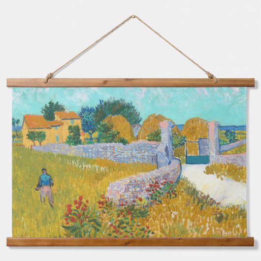 Farmhouse in Provence - Vincent van Gogh Wandteppich Mit Holzrahmen (Vorne)