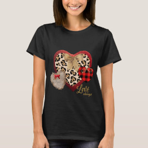 Farmhouse inspirierte Herzen Karo Cheetah Jute T-Shirt