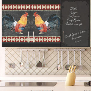 Farmhouse Kitchen Rooster Red Gold Black Decoupage Seidenpapier