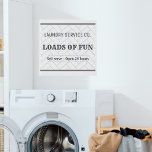 Farmhouse Laundry Room Custom Künstlicher Leinwanddruck<br><div class="desc">This cute modern farmhouse laundry room sign reads "Laundry service co. ,  Loads of fun,  self serve- open 24 hours". With a simple faux tile design,  this sign is a little bit modern,  and a little bit vintage. This sign makes the perfect housewarming or wedding shower gift!</div>