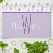 Farmhouse Lavender Flowers Custom Name Monogram Geschirrtuch (Gefaltet)
