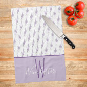 Farmhouse Lavender Flowers Custom Name Monogram Geschirrtuch