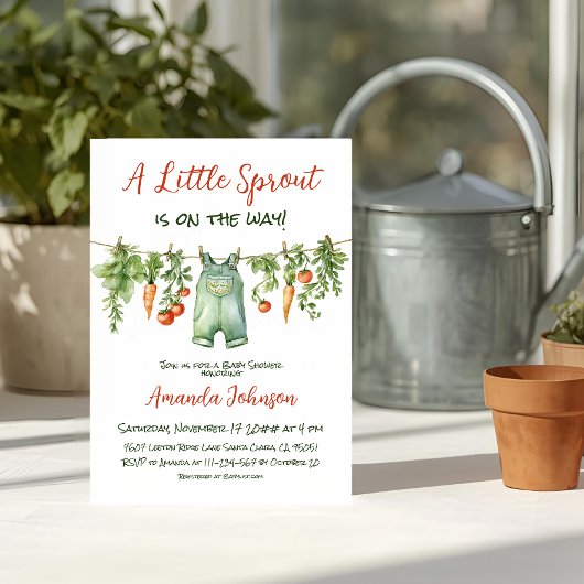 Farmhouse Little Sprout Clothesline Baby Shower Einladung