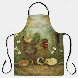 Farmhouse Mother Hen and Baby Chicks Apron Schürze