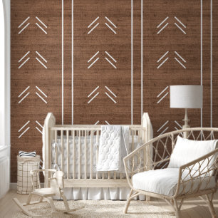 Farmhouse-Mudcloth Rustikal Braun Tapete