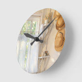 Farmhouse Neutral Clock "Curtain in the Wind" Runde Wanduhr (Winkel)