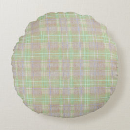 Farmhouse Neutral Sage Plaid Rundes Kissen