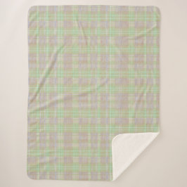 Farmhouse Neutral Sage Plaid Sherpadecke