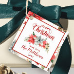 Farmhouse Poinsettia Rustic Christmas Gift Tags Geschenkanhänger<br><div class="desc">From the Farmhouse Poinsettia Christmas & Holiday Collection: Farmhouse Poinsettia Rustic Christmas Gift Tags, with Beautiful Calligraphy Script Typography Merry Christmas, and Personalized To & From Name. Easily customize text for this pretty Christmas Tag Template. In 4 different colorway options, this option features a white background color, and pretty watercolor...</div>