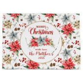 Farmhouse Poinsettia Rustic Merry Christmas Große Geschenktüte (Vorderseite)