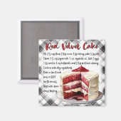 Farmhouse Red Velvet Cake Recipe Black White Plaid Magnet (Vorderseite/Rückseite)