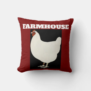 FARMHOUSE ROOSTER, rot DURCH PILLOWS Kissen