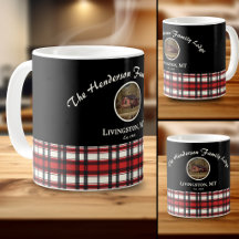 Farmhouse-Rotkariert-Familienfoto-Andenken-Kaffee