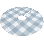 Farmhouse Rustikal Blau Grau Büffel Karo Quadrat Polyester Weihnachtsbaumdecke (Schrägansicht)