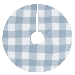 Farmhouse Rustikal Blau Grau Büffel Karo Quadrat Polyester Weihnachtsbaumdecke