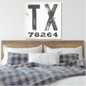 Farmhouse Rustikale Postleitzahl Texas Leinwanddruck (Insitu (Schlafzimmer))