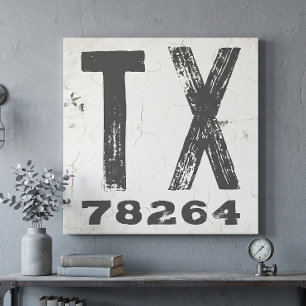 Farmhouse Rustikale Postleitzahl Texas Leinwanddruck