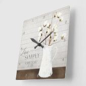 Farmhouse Shiplap Wood Live Simply Pitcher Cotton Quadratische Wanduhr (Winkel)