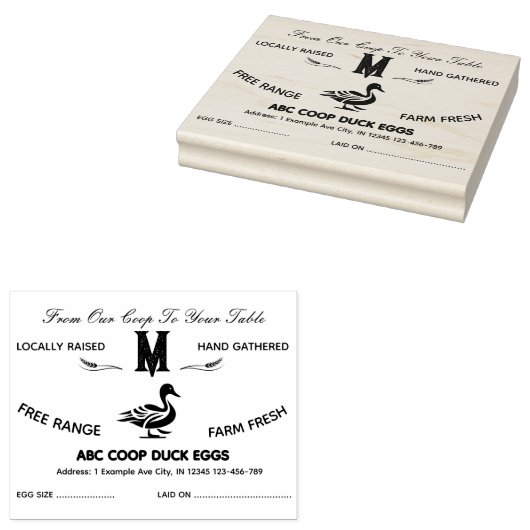 Farmhouse Style Monogram DucK Eierkarton Briefmark Gummistempel (Stempel)