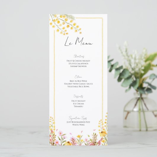 Farmhouse Style Wedding Event Menu Flat Card Menükarte (Stehend Vorderseite)