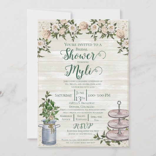 Farmhouse Tea Bridal Shower Invitation Einladung (Vorderseite)