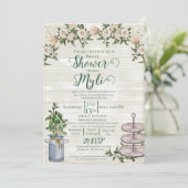 Farmhouse Tea Bridal Shower Invitation Einladung (Stehend Vorderseite)