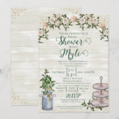 Farmhouse Tea Bridal Shower Invitation Einladung (Vorne/Hinten)