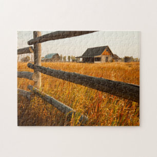 Farmhouse und Eisenbahnzaun in Grand Teton Puzzle