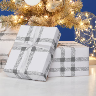 Farmhouse-Vintage-Handzeichnung Plaid-Muster grau Geschenkpapier