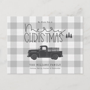 Farmhouse-Vintage-LKW-Buffalo-Karo-Weihnachten Postkarte