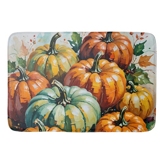 Farmhouse Vintage Pumpkins, Fall Pumpkin Harvest,  Badematte (Vorderseite)