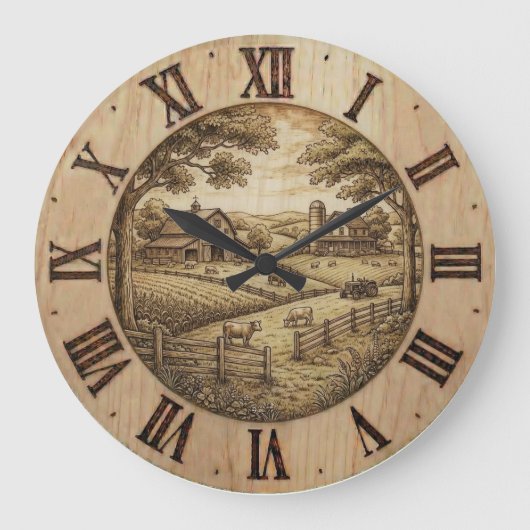Farmhouse Wall Clock Große Wanduhr (Vorderseite)