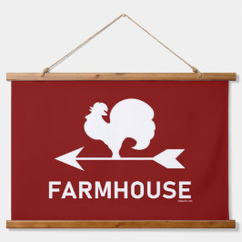 FARMHOUSE WATHER VANE WANDTEPPICH MIT HOLZRAHMEN