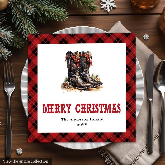 Farmhouse Western Red Black Holiday Napkins Serviette