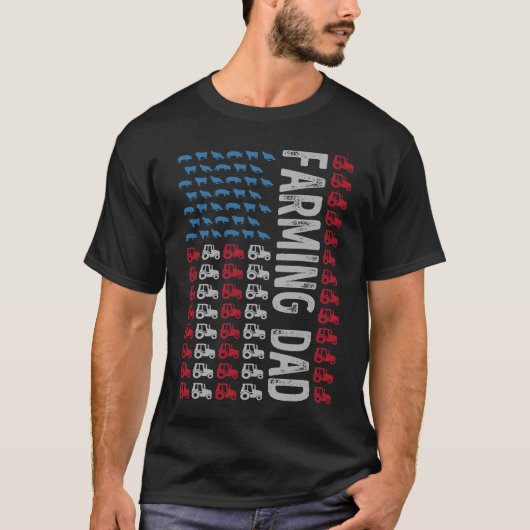 Farming Dad Farmer Tractor July 4th US Flag Father T-Shirt (Vorderseite)
