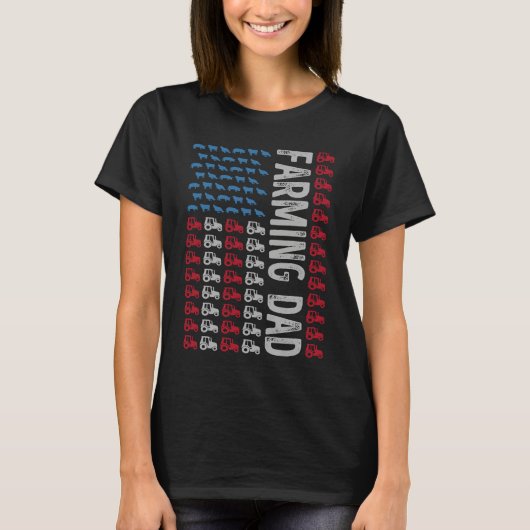Farming Dad Farmer Tractor July 4th US Flag Father T-Shirt (Vorderseite)