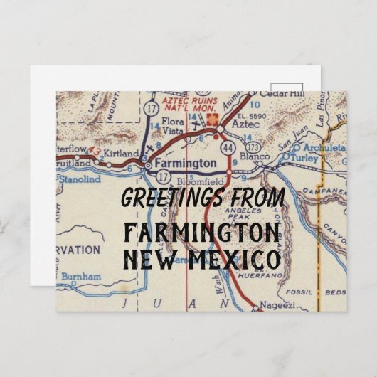 Farmington New Mexico Postkarte (Vorne/Hinten)
