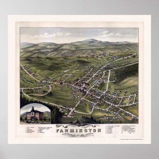 Farmington, NH Panoramic Map - 1877 Poster (Vorne)
