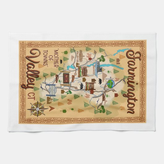 Farmington Valley, Connecticut, Mutter der Städte Geschirrtuch (Horizontal)