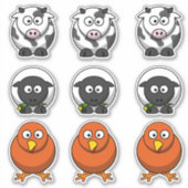 Farmkühe, Schafe, Kicherbarnyard-Cartoon Aufkleber (Vorderseite)