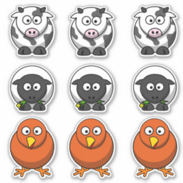 Farmkühe, Schafe, Kicherbarnyard-Cartoon Aufkleber